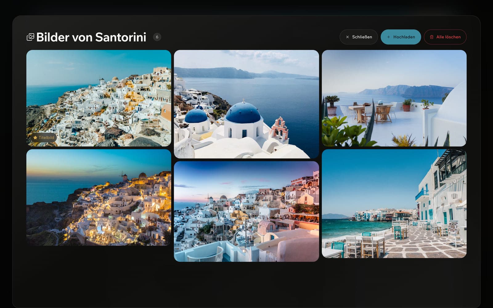 Eine Reise-Fotogalerie voller Aufnahmen von Santorin.
