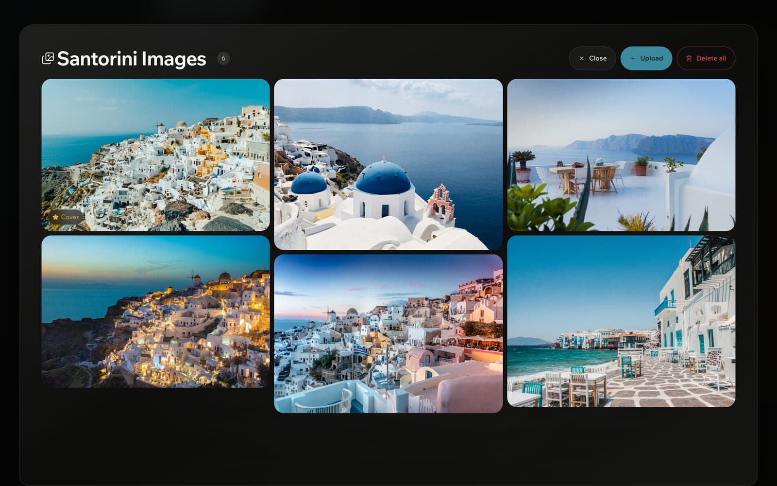 A trip photo gallery filled with rich travel photography of Santorini.